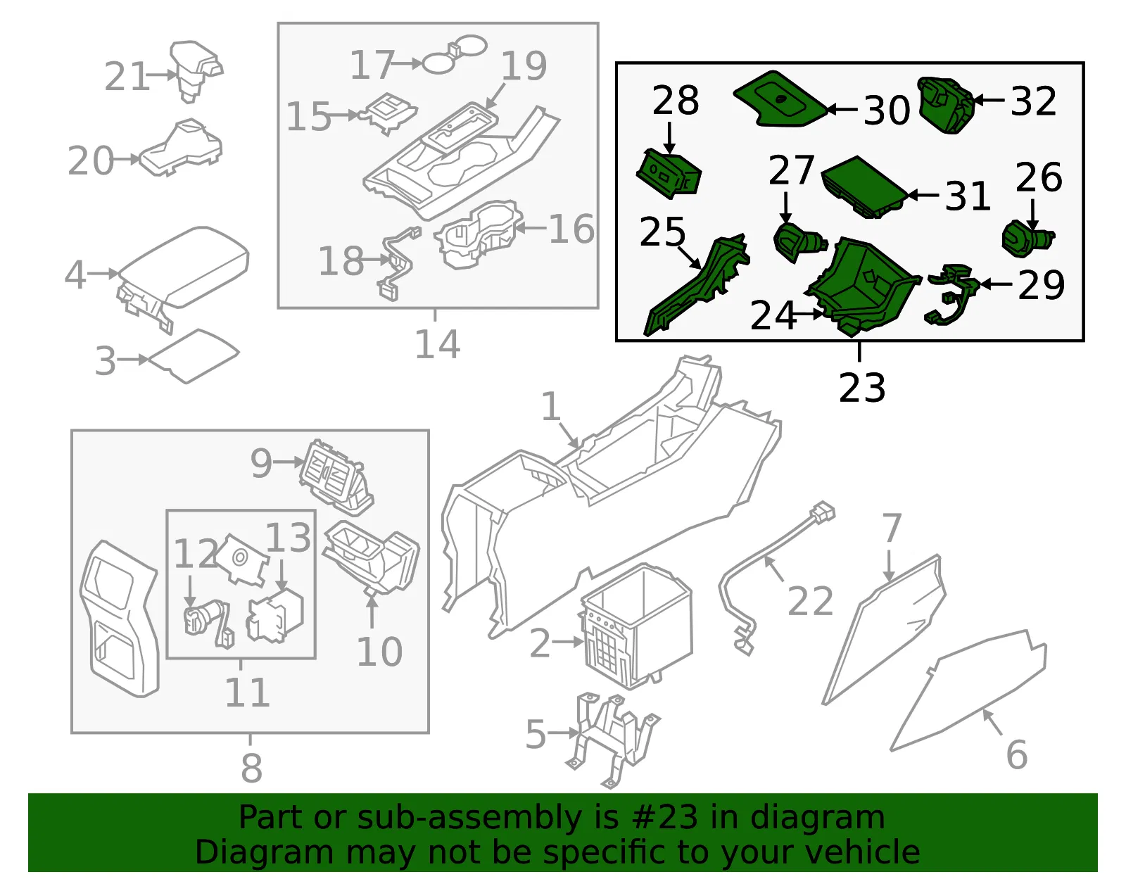 Console Tray - Kia (84680-D9160WK) - view 2