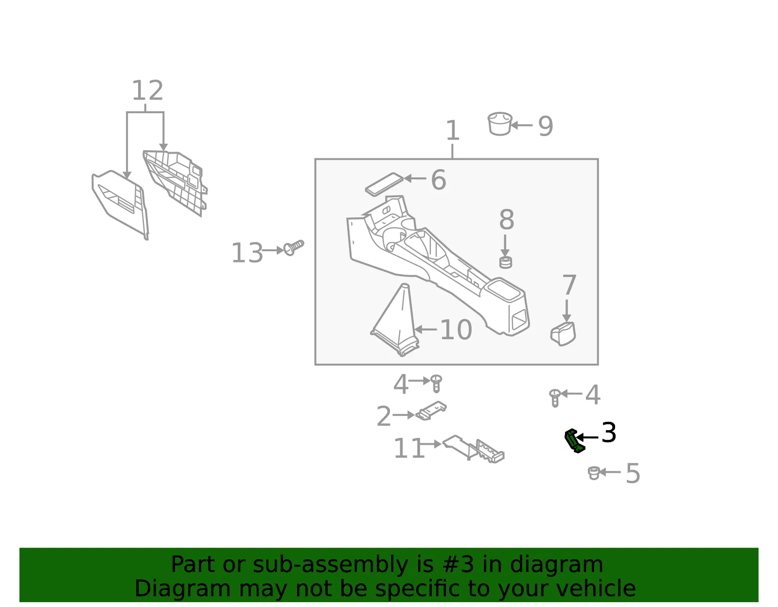Front Console Rear Bracket - Kia (84680-FD000) - view 2
