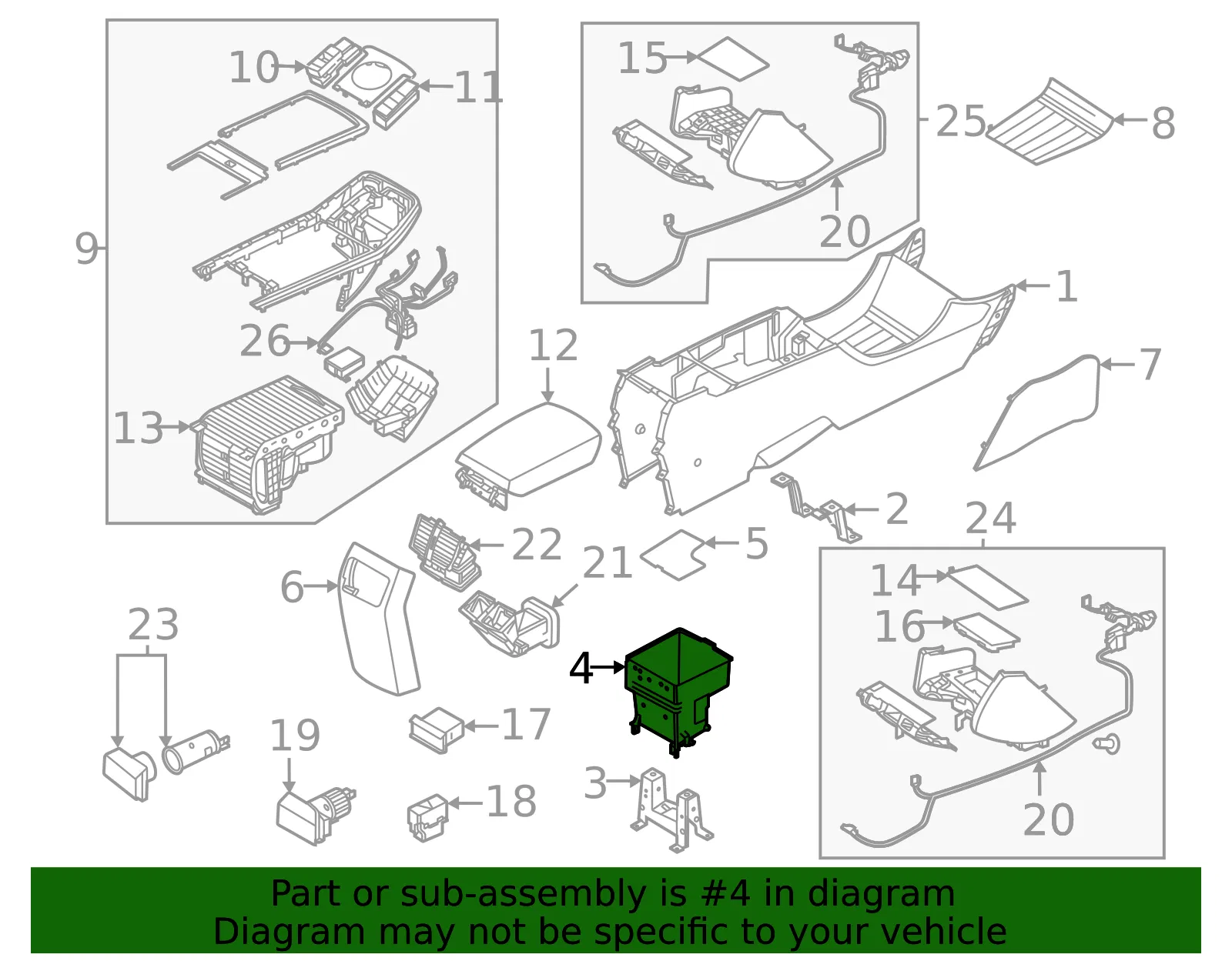 Storage Compartment - Kia (84680-Q4010WK) - view 2