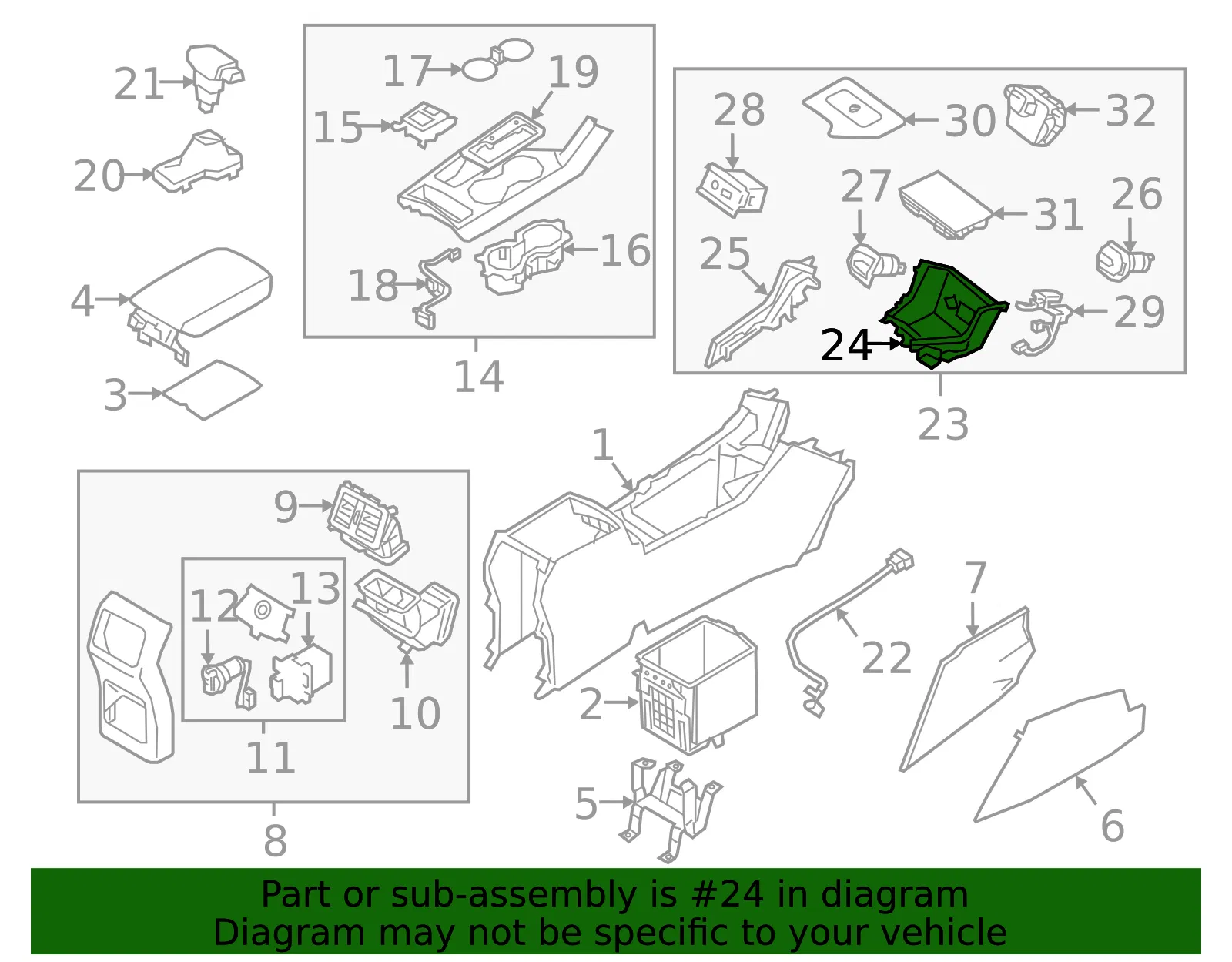 Console Panel - Kia (84681-D9100WK) - view 2