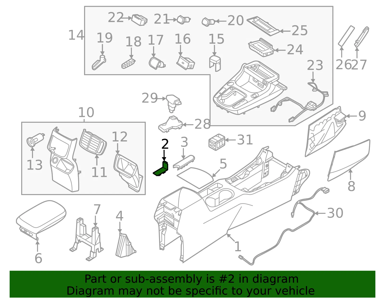 Console Assembly Cover - Kia (84682-Q5000WK) - view 2