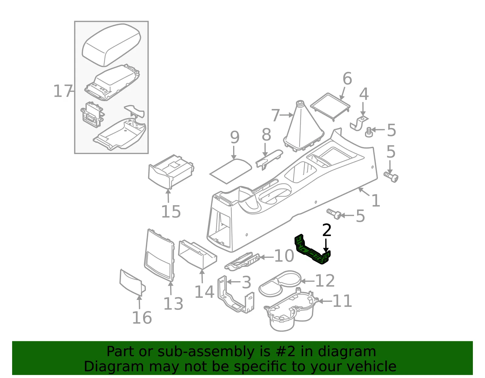 Console Assembly Front Bracket - Kia (84686-2F000) - view 2