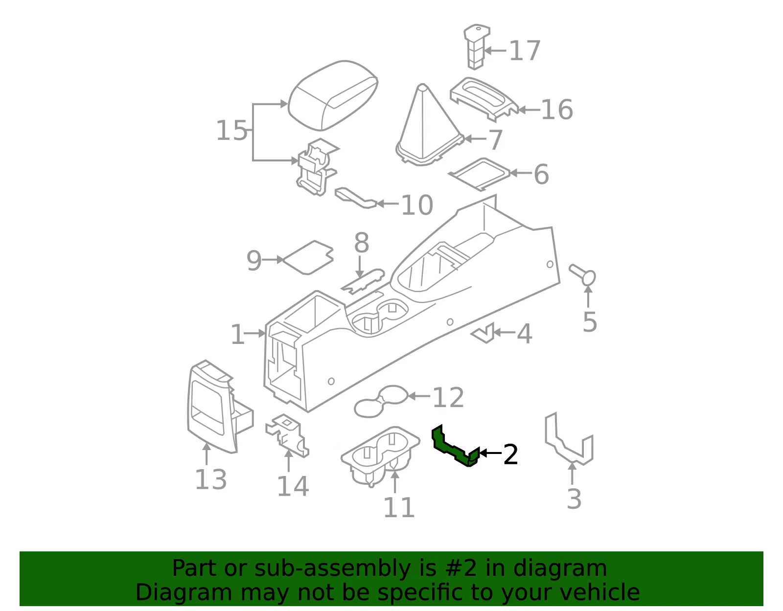 Console Assembly Front Bracket - Kia (84686-2F100) - view 2