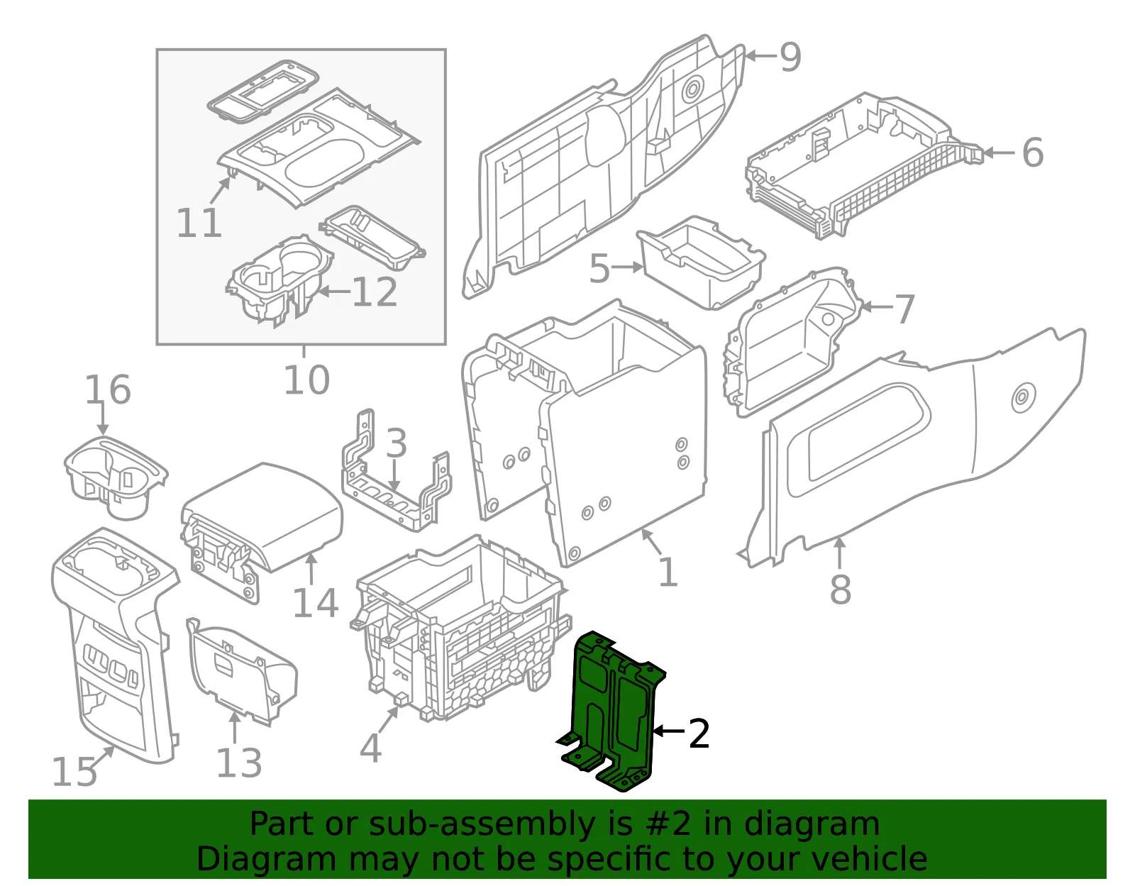 Console Panel Front Bracket - Kia (84686-A9000) - view 2