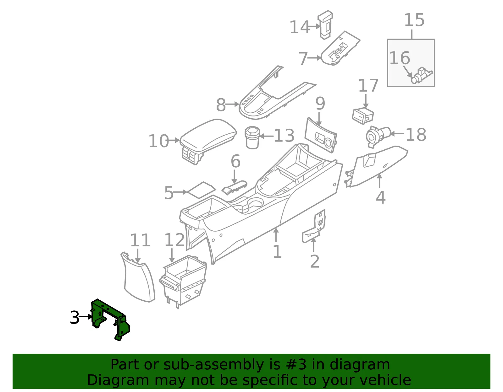 Console Rear Bracket - Kia (84690-1M000) - view 2