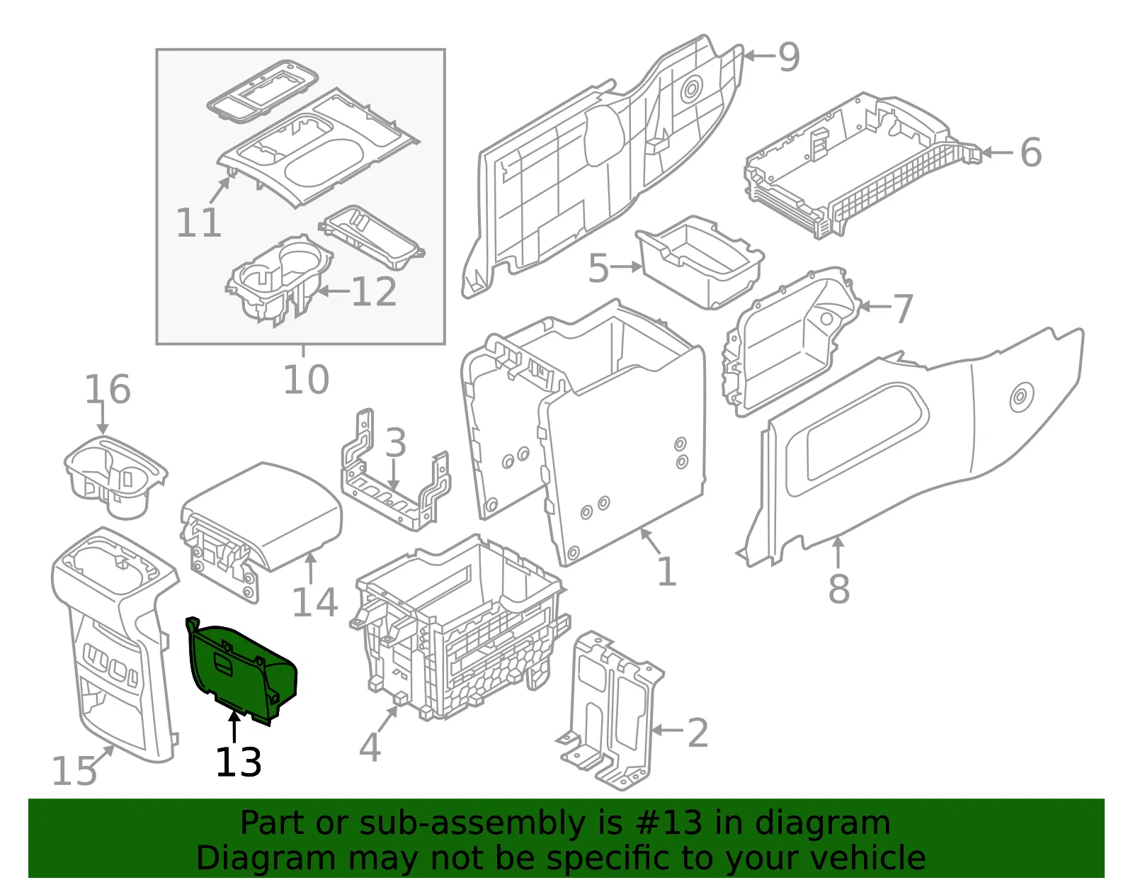 Storage Compartment - Kia (84690-A9100DAA) - view 2
