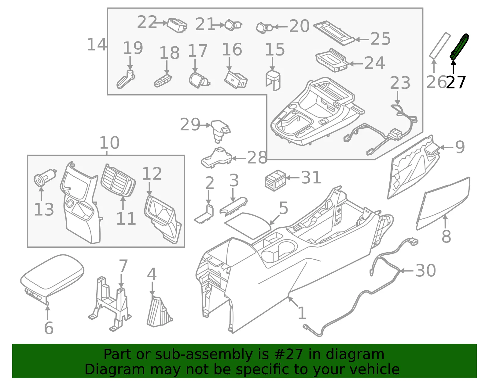 Console Trim Panel - Kia (84697-Q5100QA1) - view 2