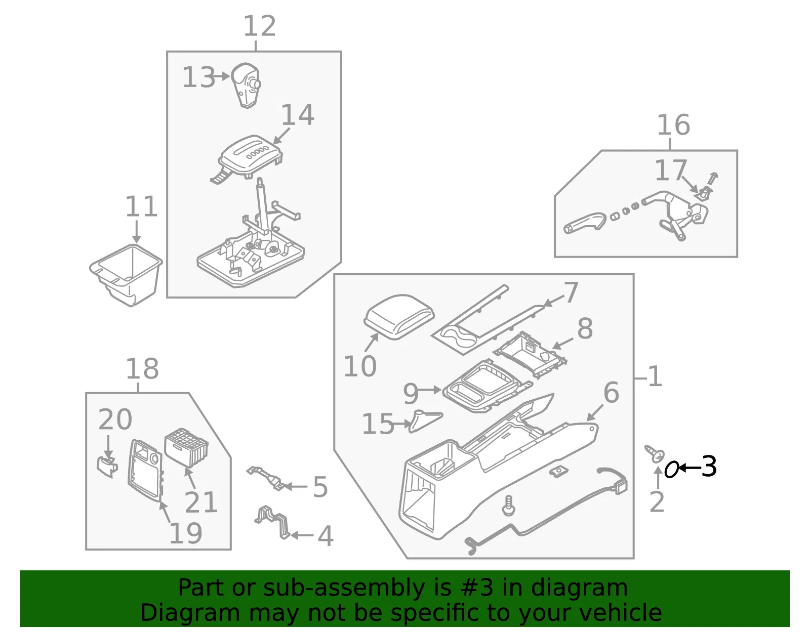 Console Assembly Cap - Kia (84699-3E001CY) - view 2