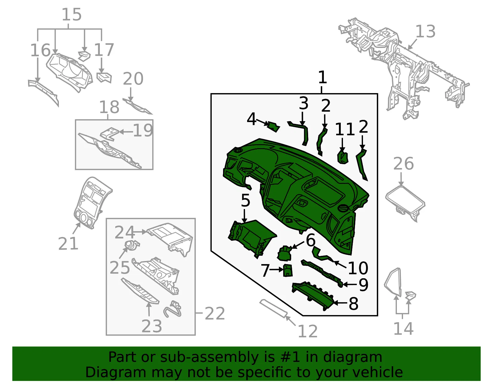 Instrument Panel - Kia (84710-1F050WK) - view 2