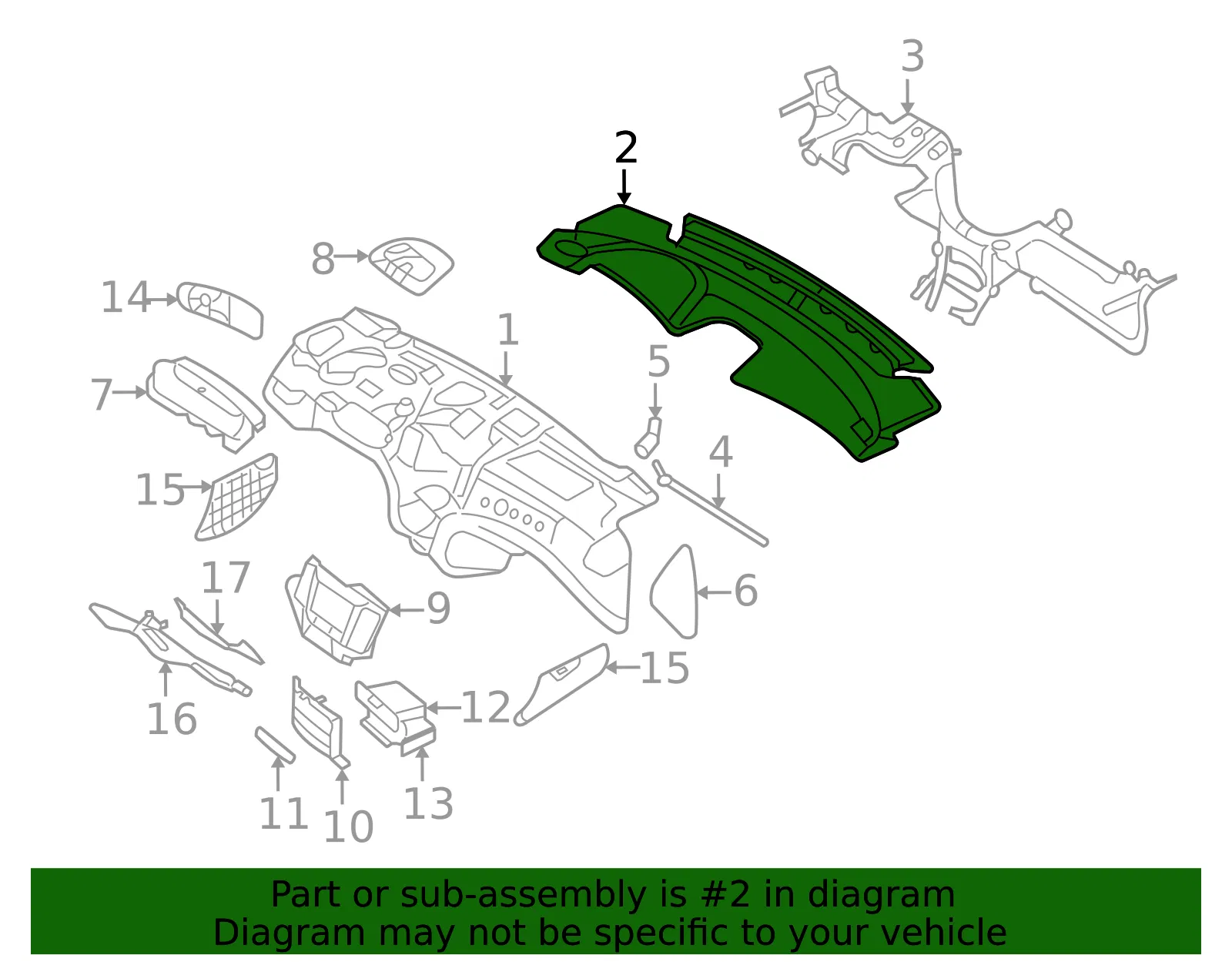 Instrument Panel Pad - Kia (84710-2G100S8) - view 2