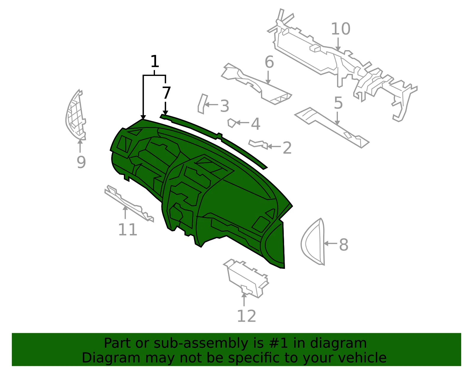 Instrument Panel - Kia (84710-2J00012) - view 2