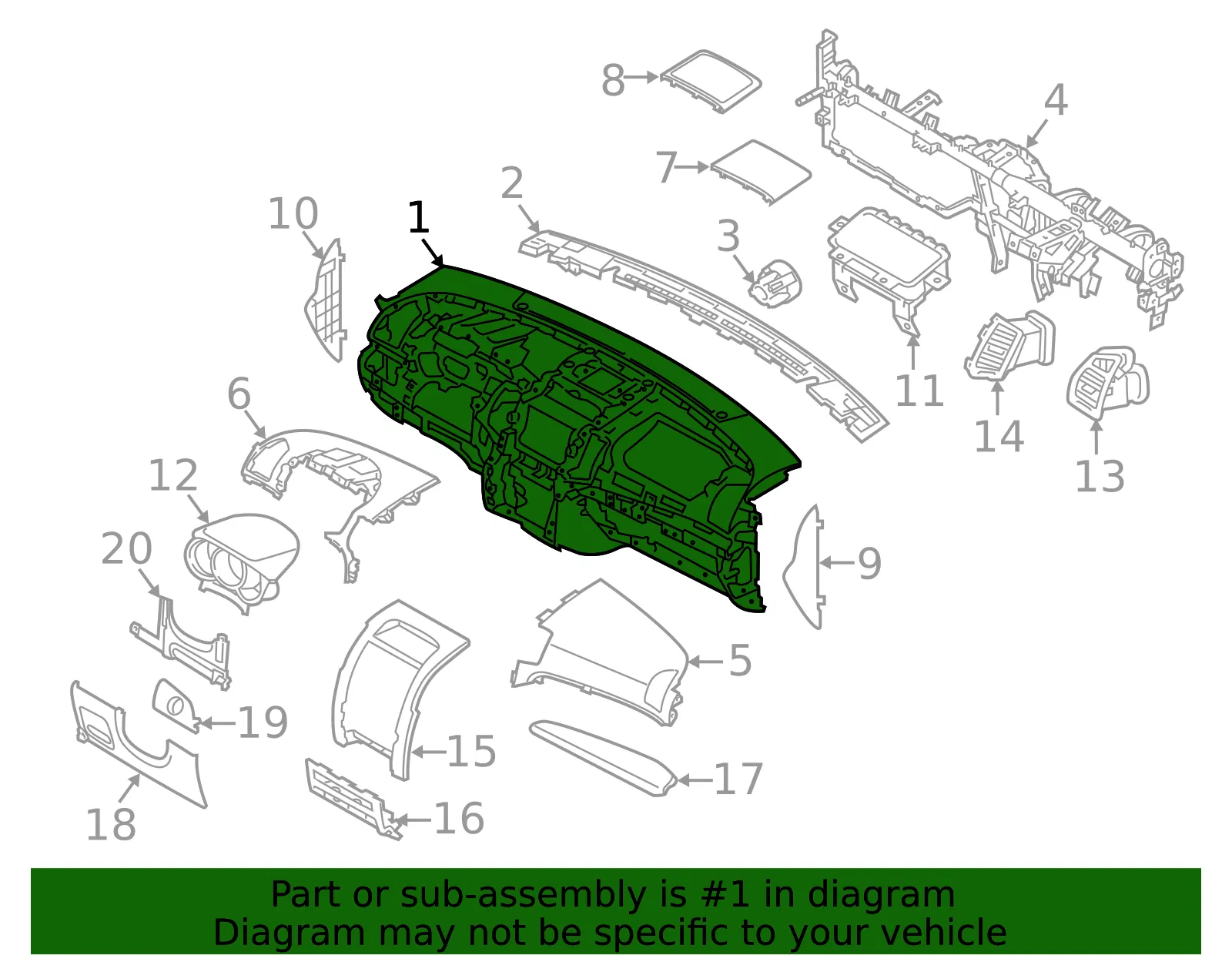 Instrument Panel - Kia (84710-2P000VA) - view 2