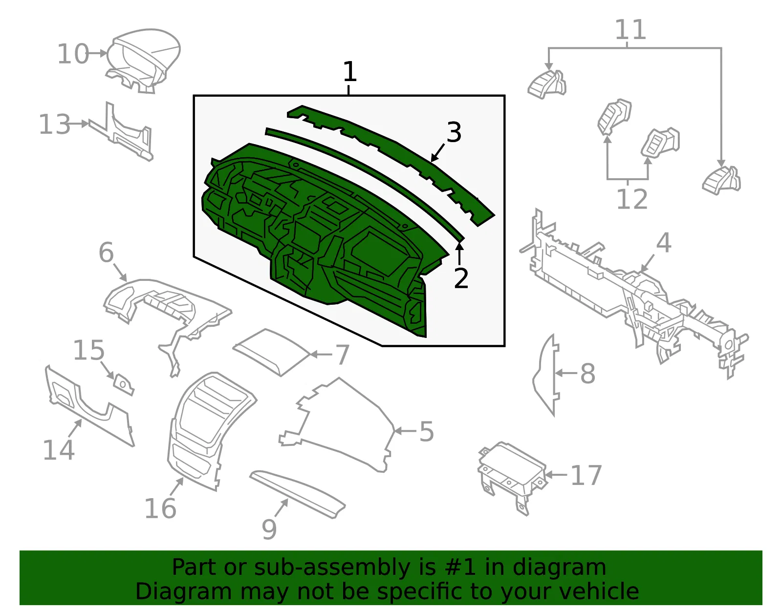 Instrument Panel - Kia (84710-2P005VA) - view 2