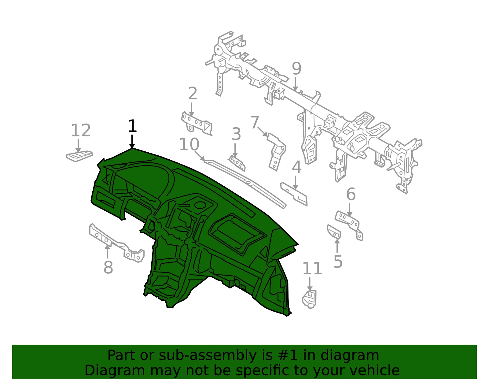 Instrument Panel - Kia (84710-3F005VA) - view 2