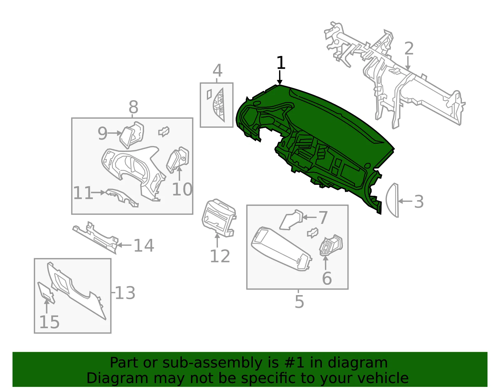 Instrument Panel - Kia (84710-3W050GAH) - view 2