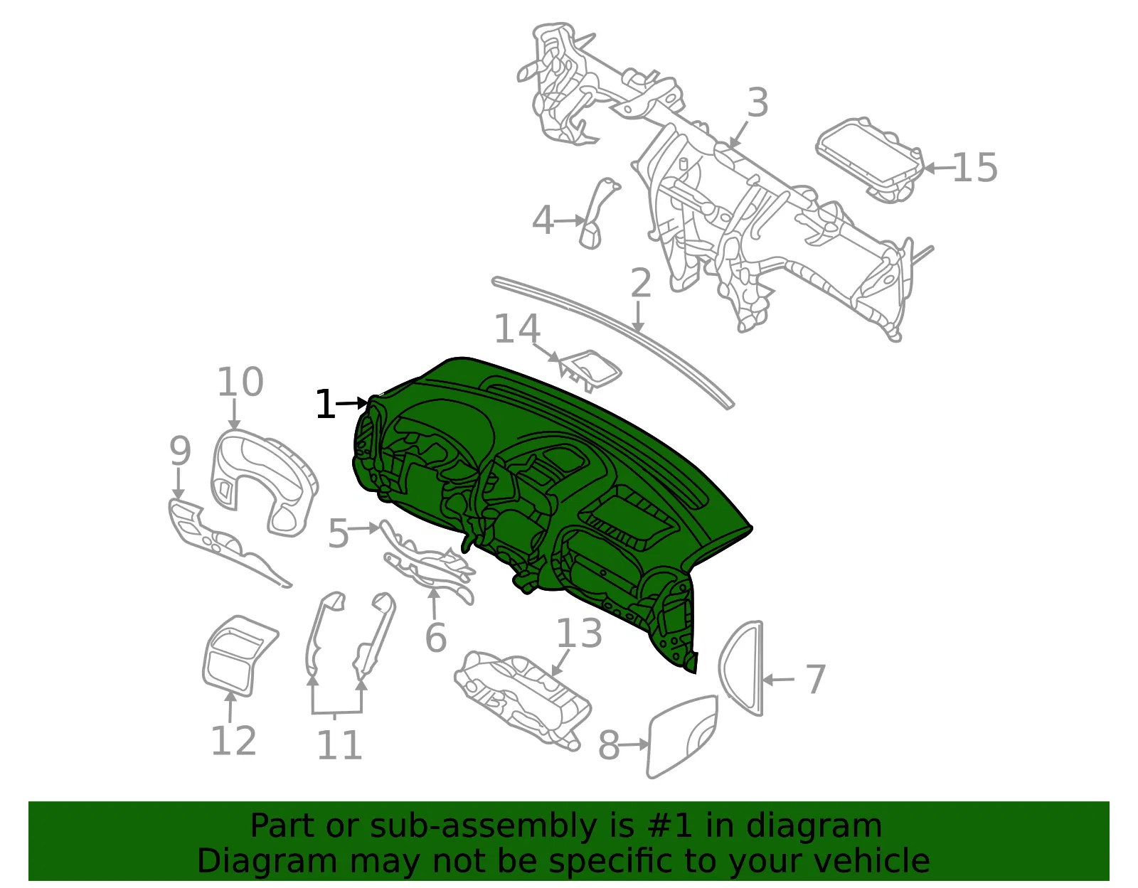 Instrument Panel - Kia (84710-4D250DP) - view 2