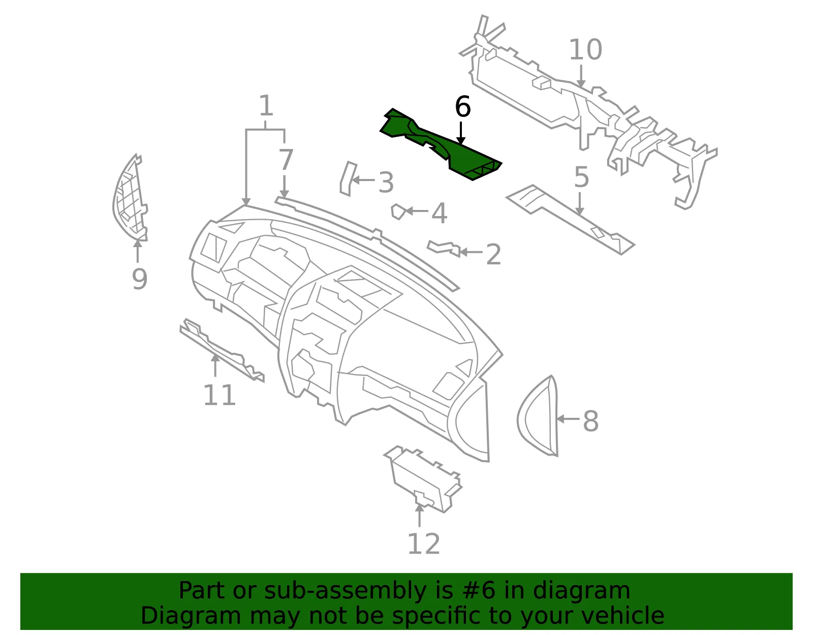 Instrument Panel Pad - Driver's Side (LH) - Kia (84713-2J000) - view 2