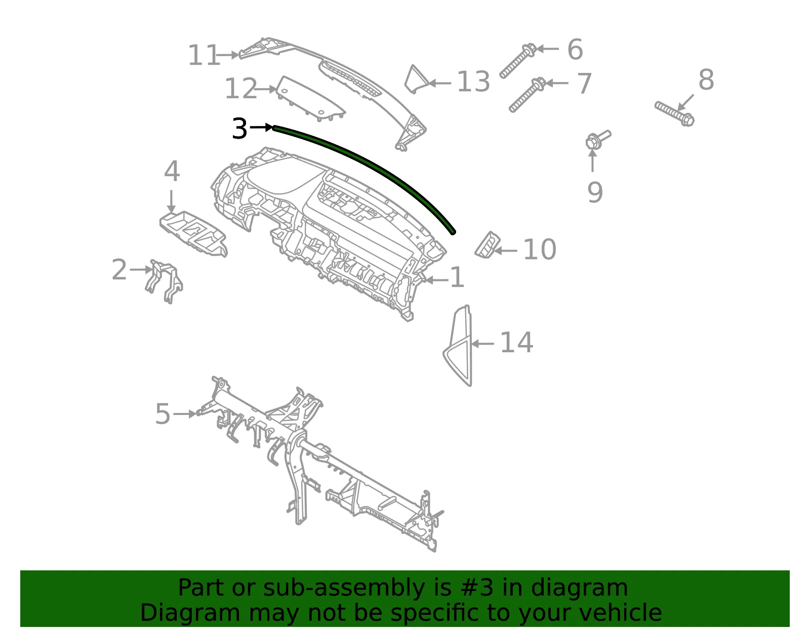 Instrument Panel Seal - Kia (84714-S9000) - view 2