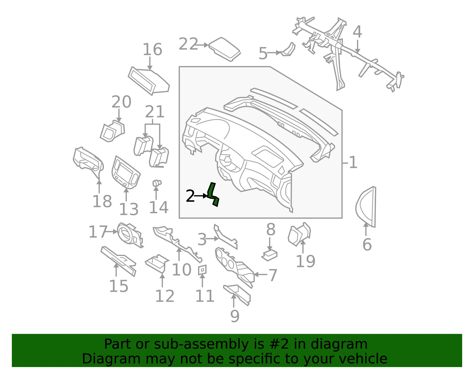 Instrument Panel Center Bracket - Kia (84715-1G000) - view 2