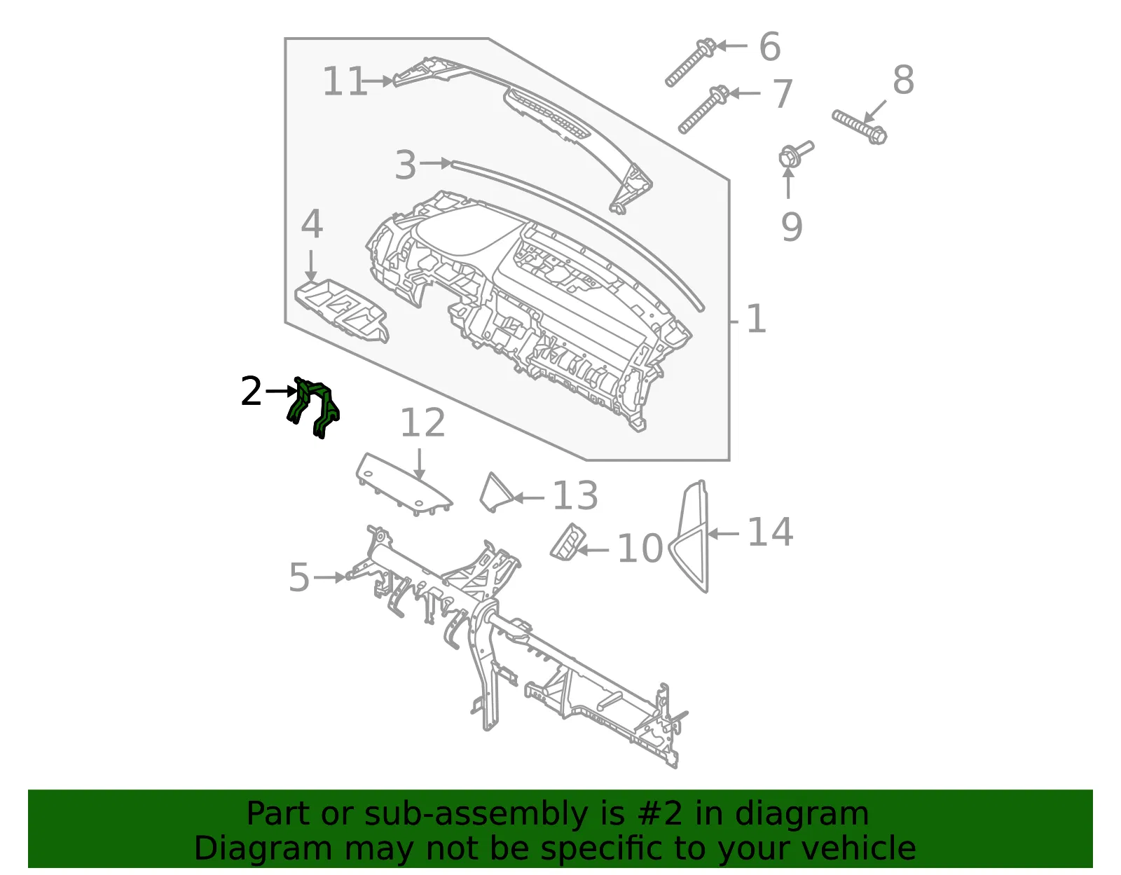 Instrument Panel Support - Kia (84716-P2000) - view 2