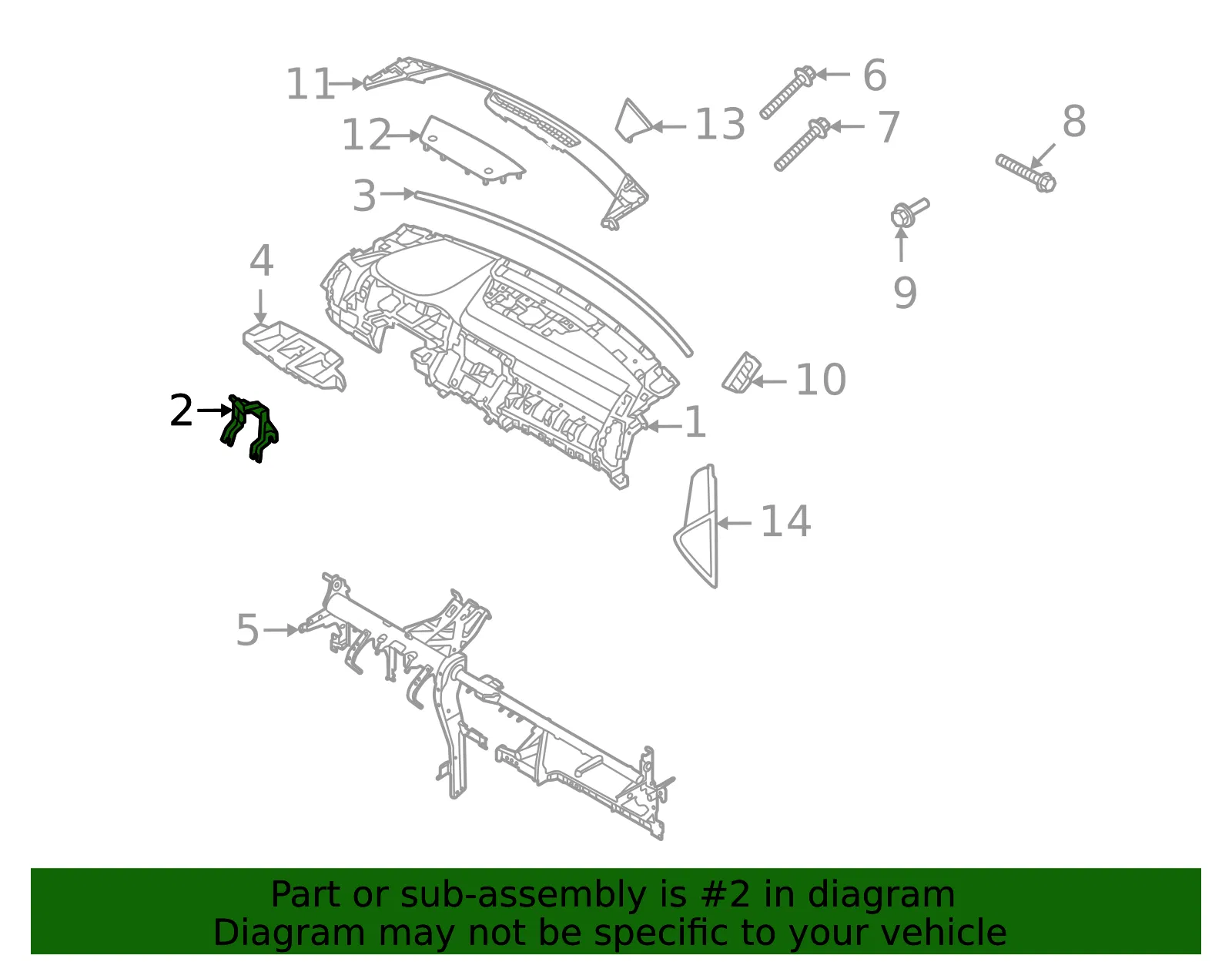 Instrument Panel Support - Kia (84716-R5000) - view 2