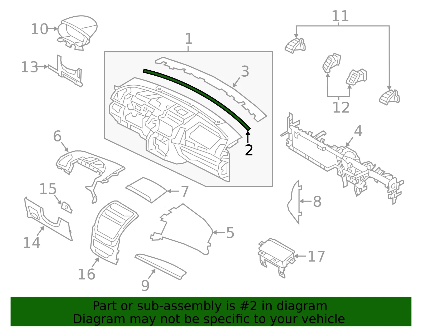 Instrument Panel Pad - Kia (84719-1U000) - view 2