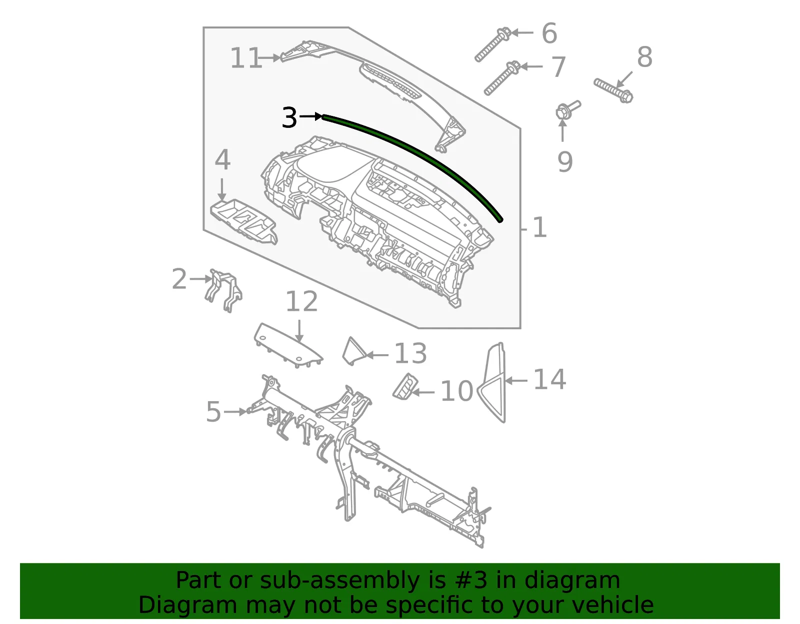 Instrument Panel Seal - Kia (84719-P2000) - view 2