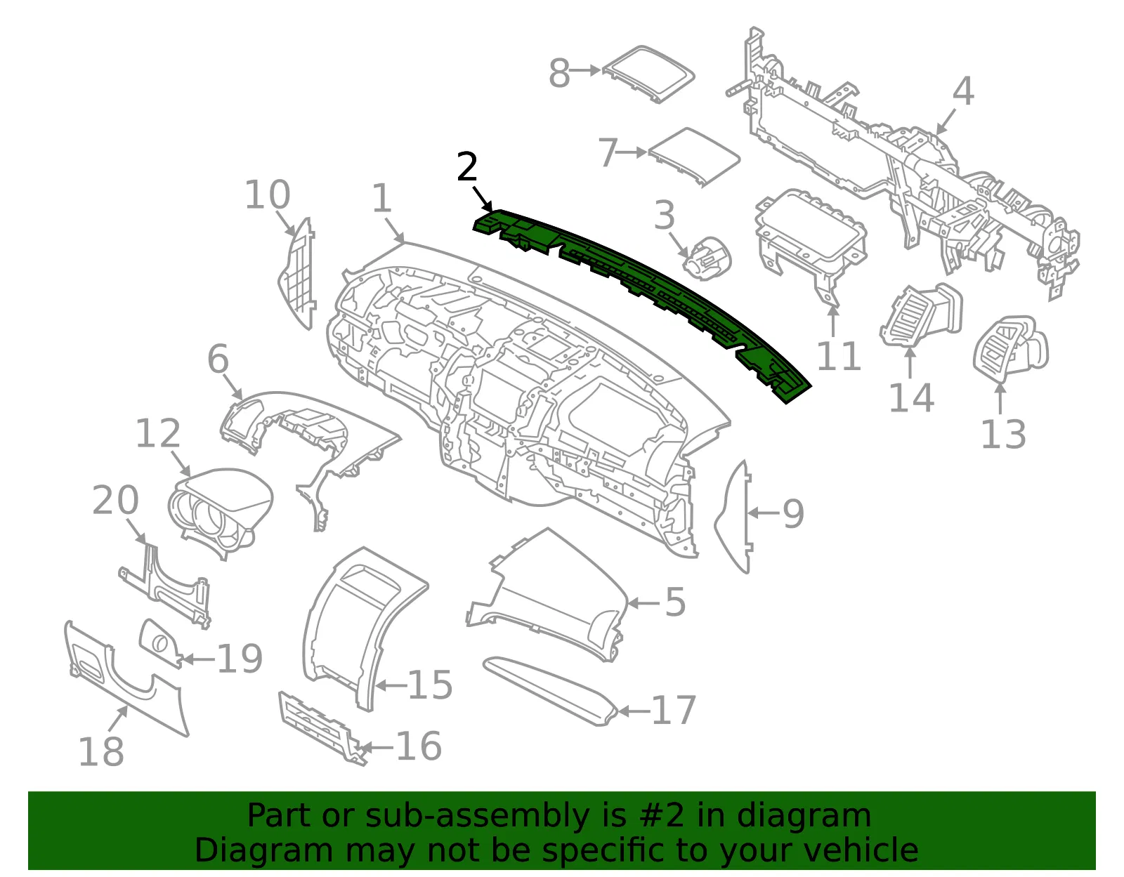 Instrument Panel Reinforcement - Kia (84723-1U000) - view 2