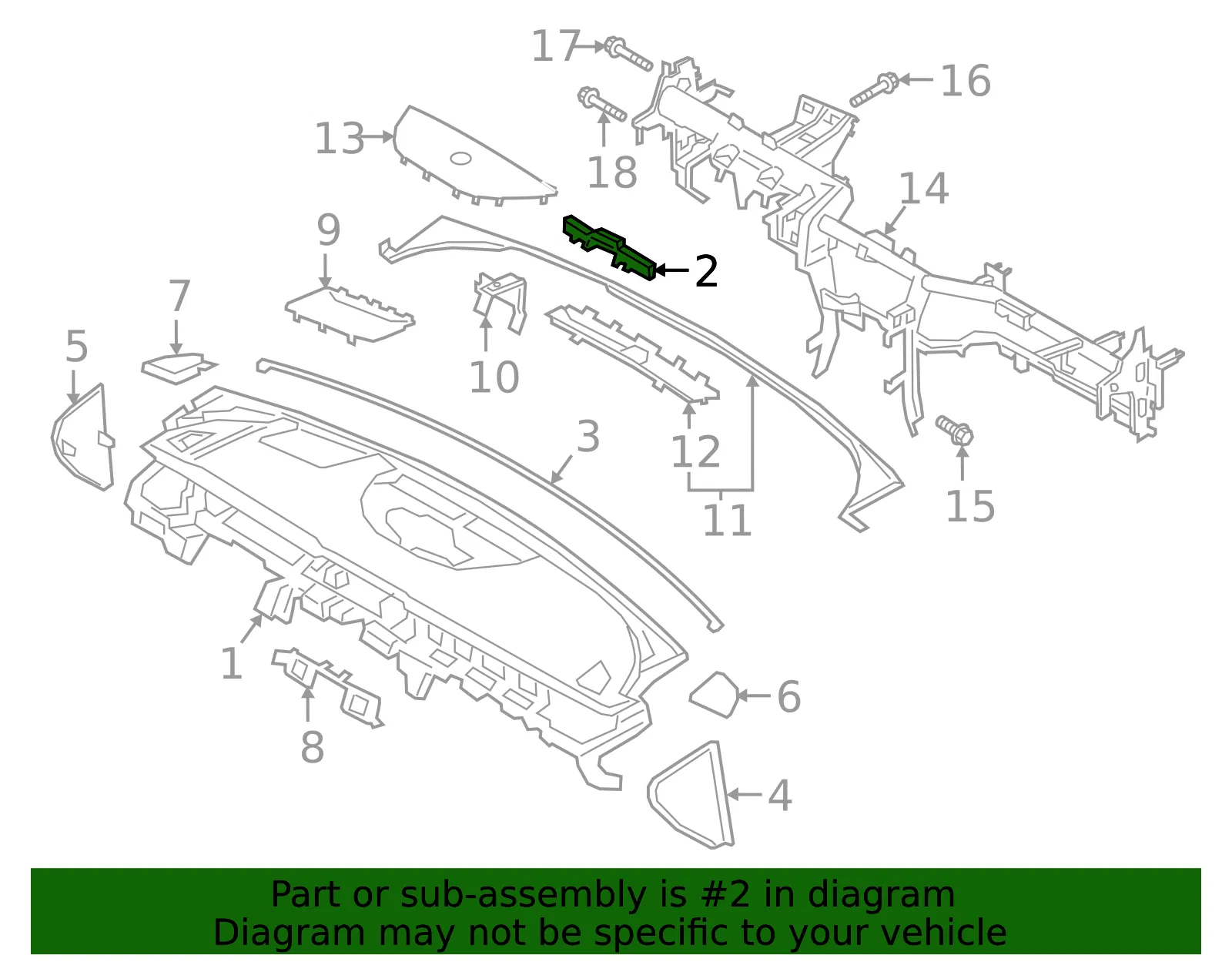 Instrument Panel Bracket - Kia (84723-J6100) - view 2