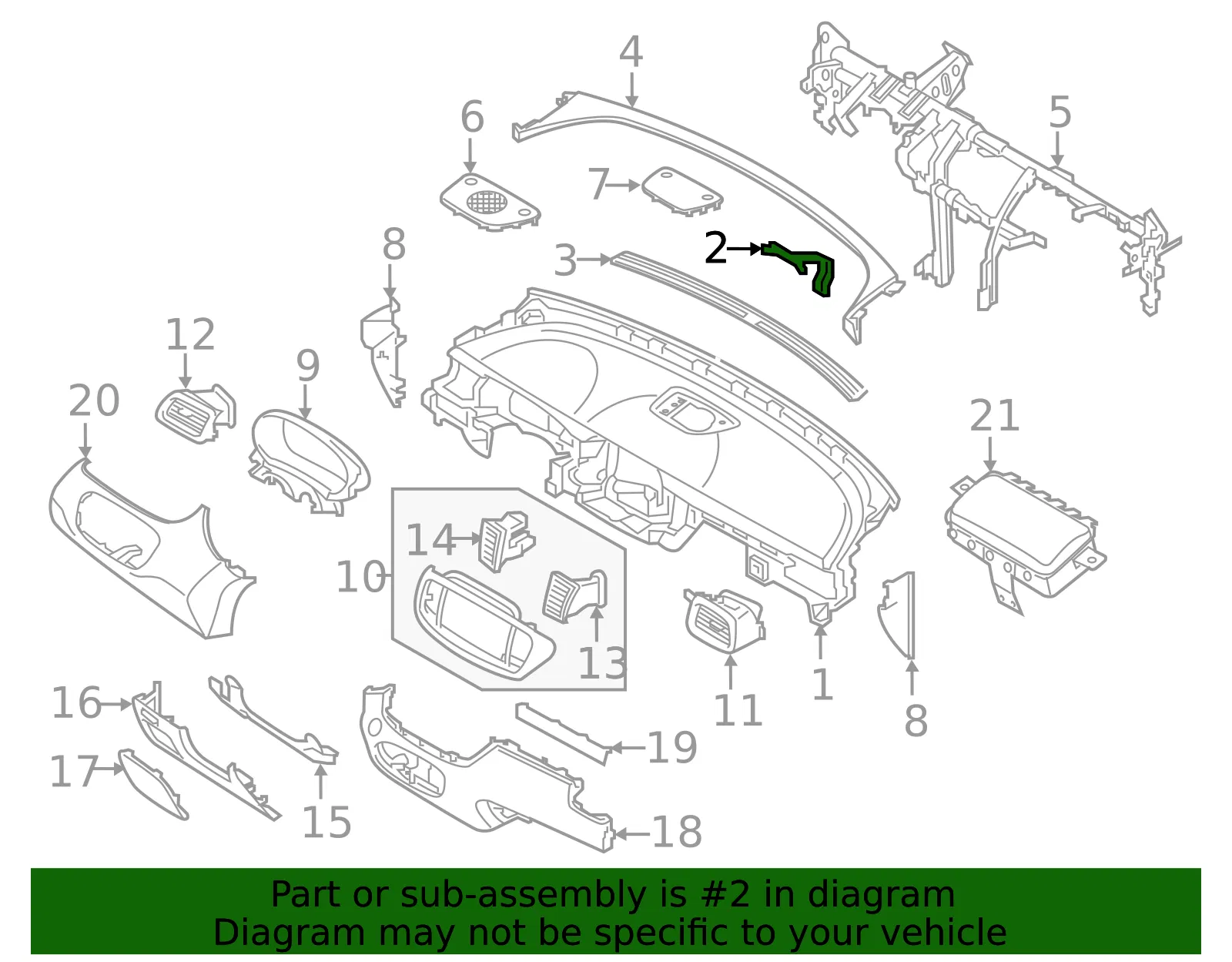 Instrument Panel Support - Kia (84724-C6000) - view 2