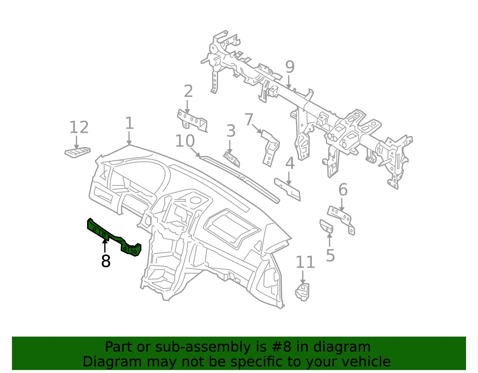 Instrument Panel Center Bracket - Kia (84735-3F005) - view 2