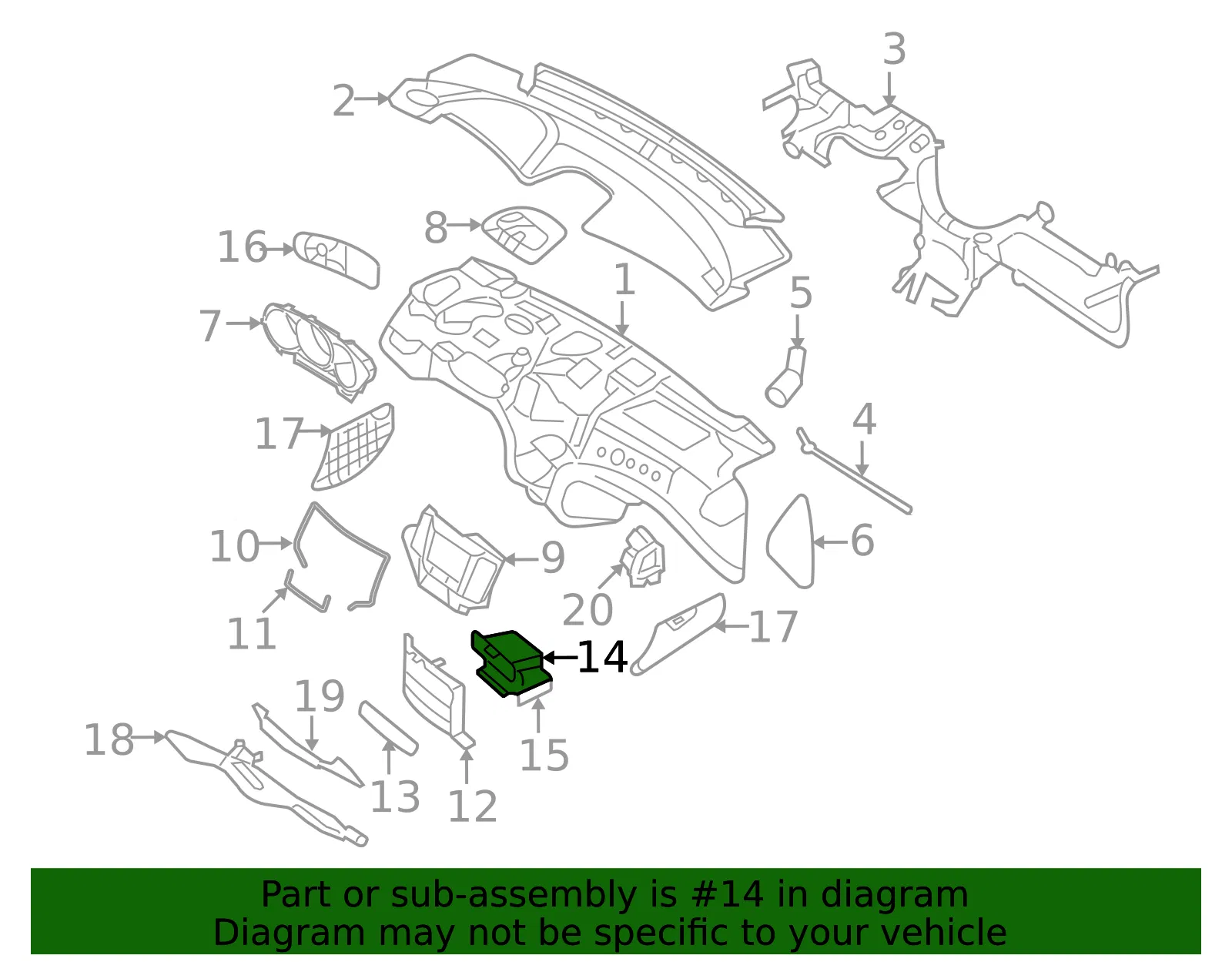 Instrument Panel Storage Compartment - Kia (84742-2G200LW) - view 2