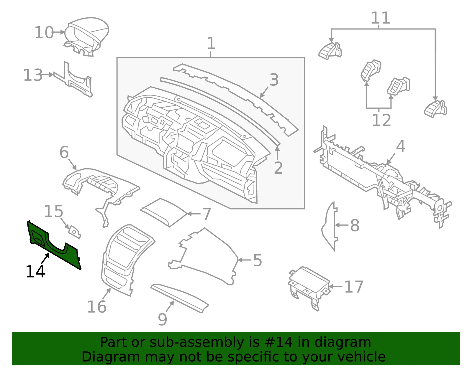 Knee Bolster - Kia (84750-1U005UP) - view 2