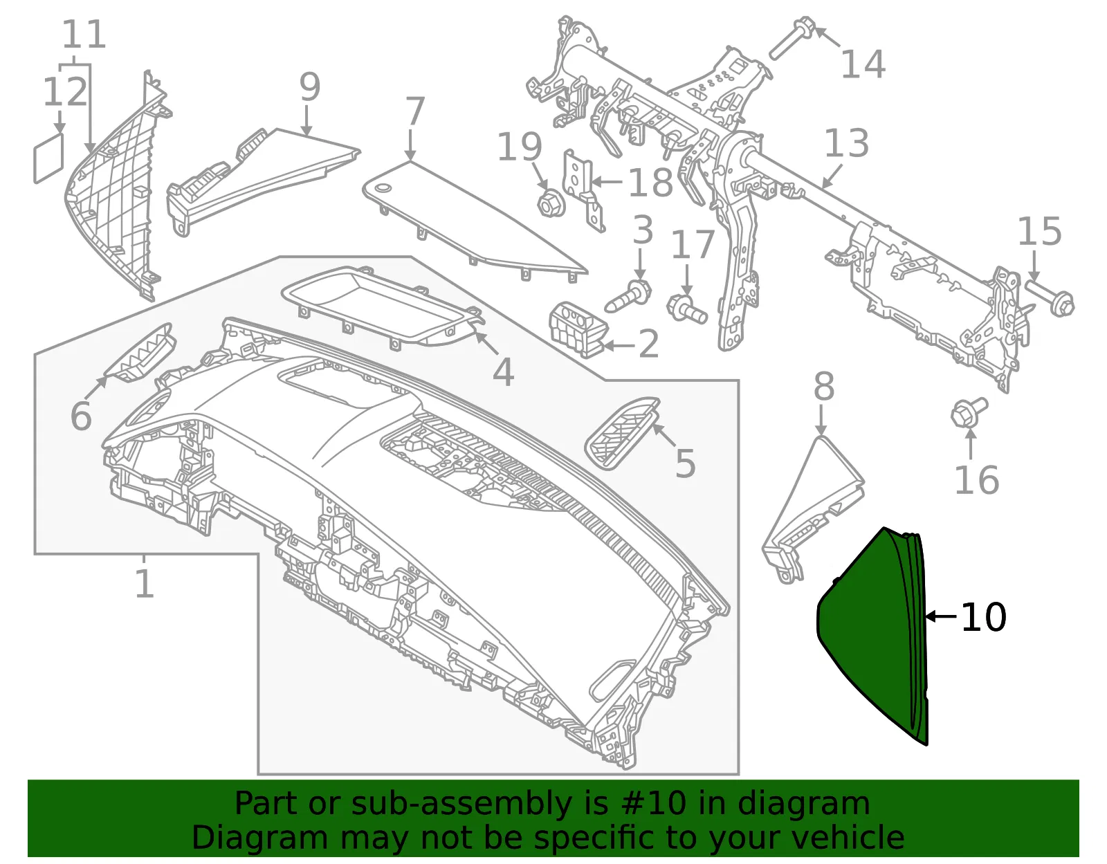 Lower Dash Panel - Kia (84785-AT000CCV) - view 2