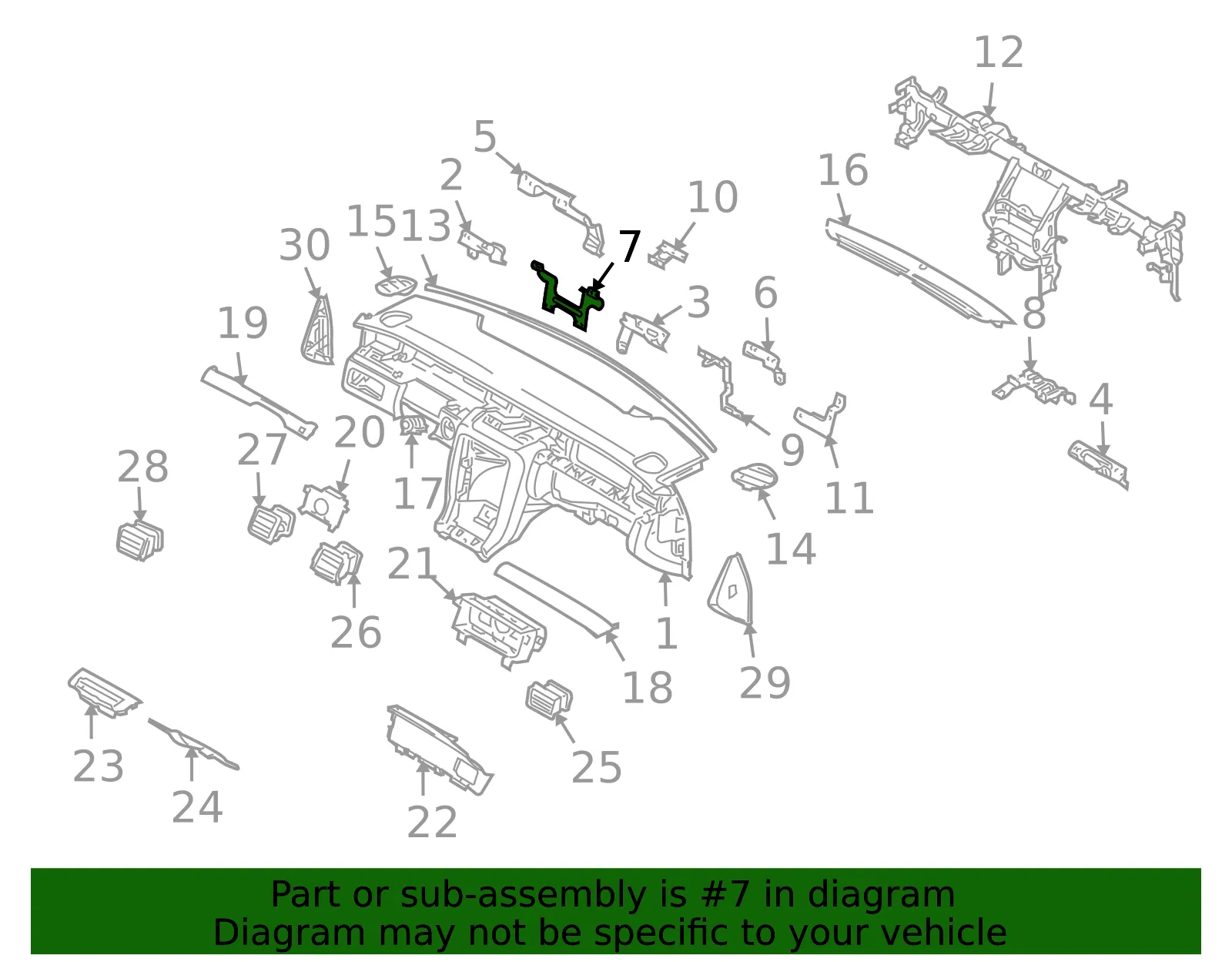 Instrument Panel Support Bracket - Kia (84840-3F000) - view 2