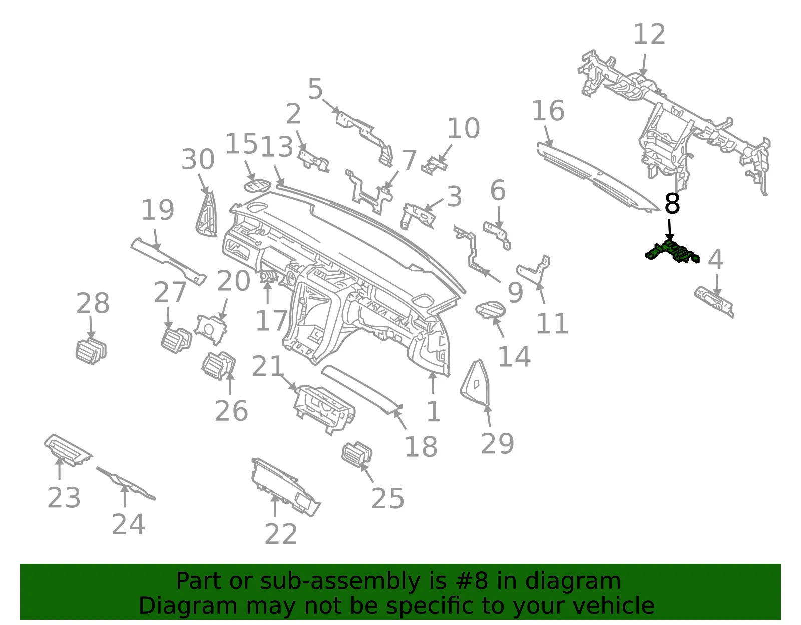 Instrument Panel Support Bracket - Kia (84845-3F000) - view 2