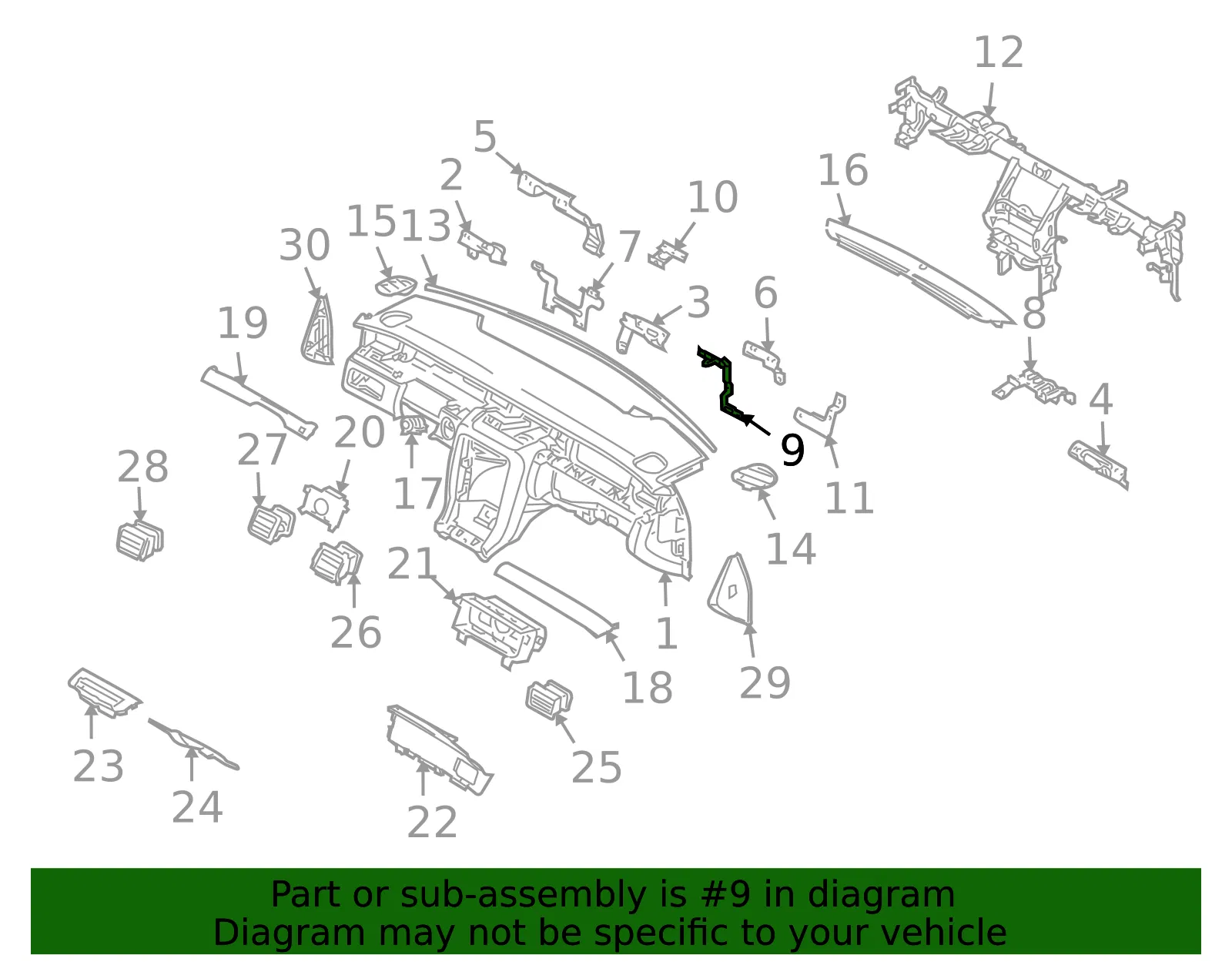 Instrument Panel Support Bracket - Kia (84846-3F000) - view 2