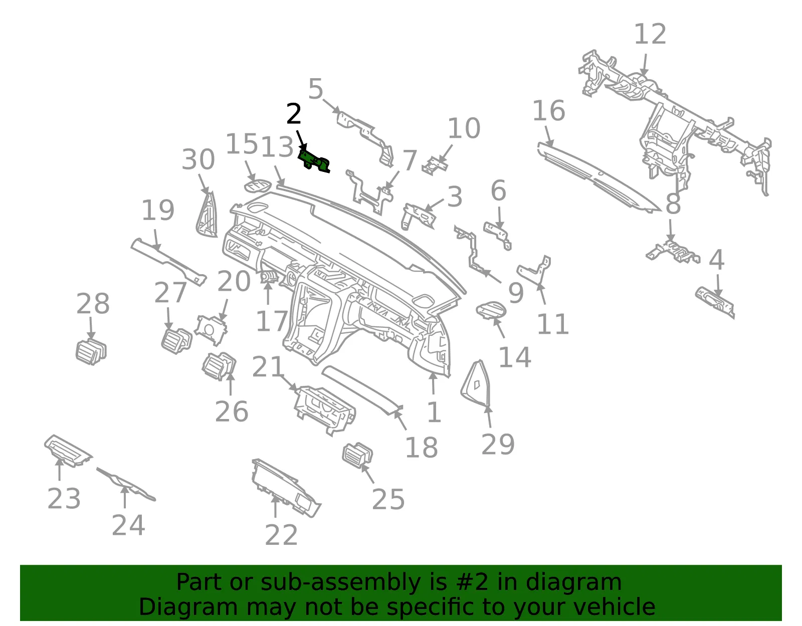 Instrument Panel Guide Bracket - Kia (84860-3F000) - view 2