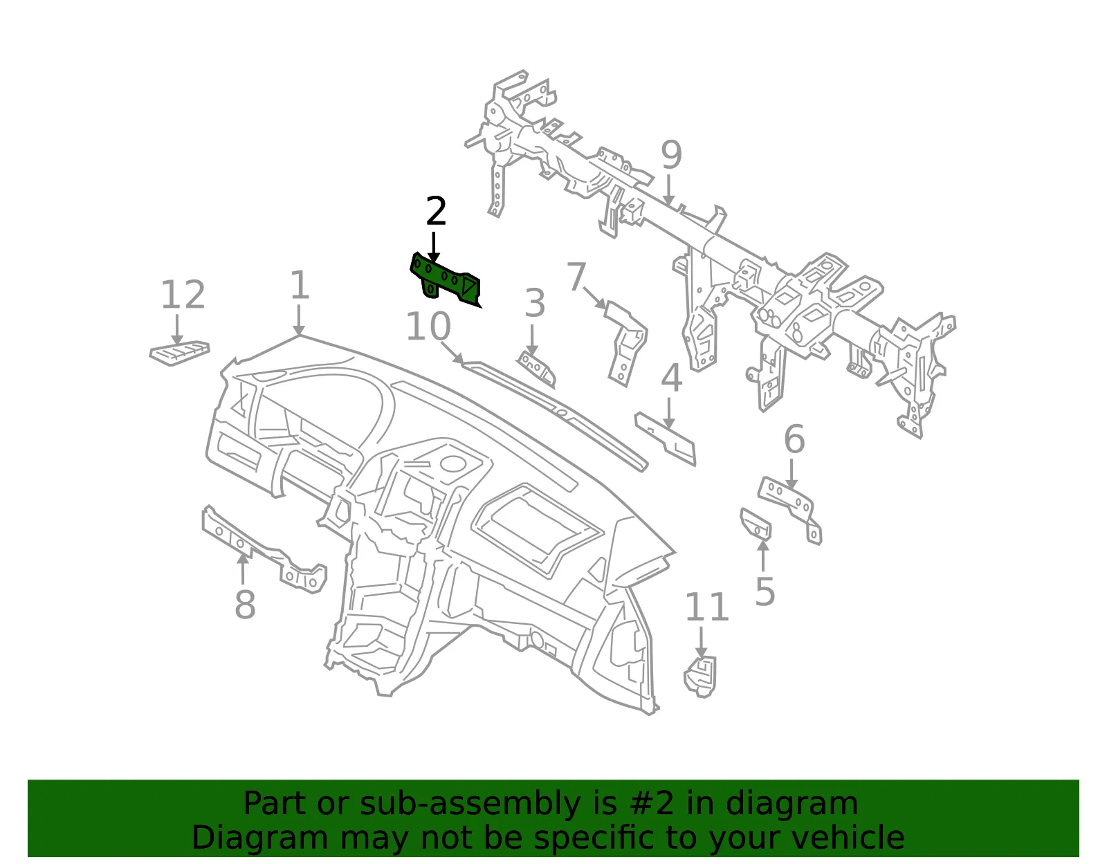 Instrument Panel Guide Bracket - Kia (84860-3F005) - view 2