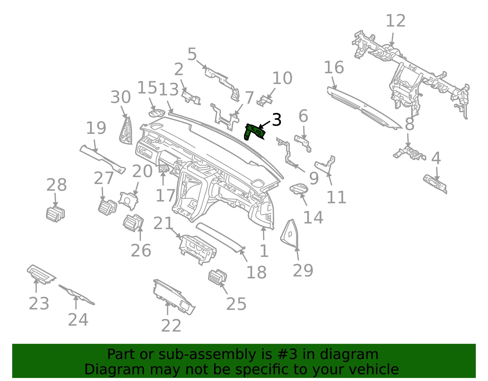 Instrument Panel Guide Bracket - Kia (84861-3F000) - view 2