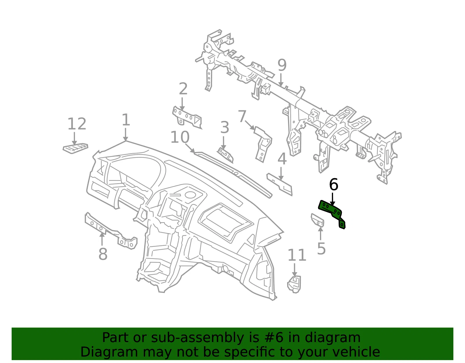 Instrument Panel Guide Bracket - Kia (84864-3F005) - view 2