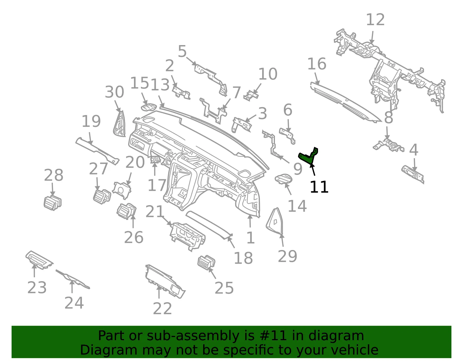Instrument Panel Support Bracket - Kia (84867-3F000) - view 2