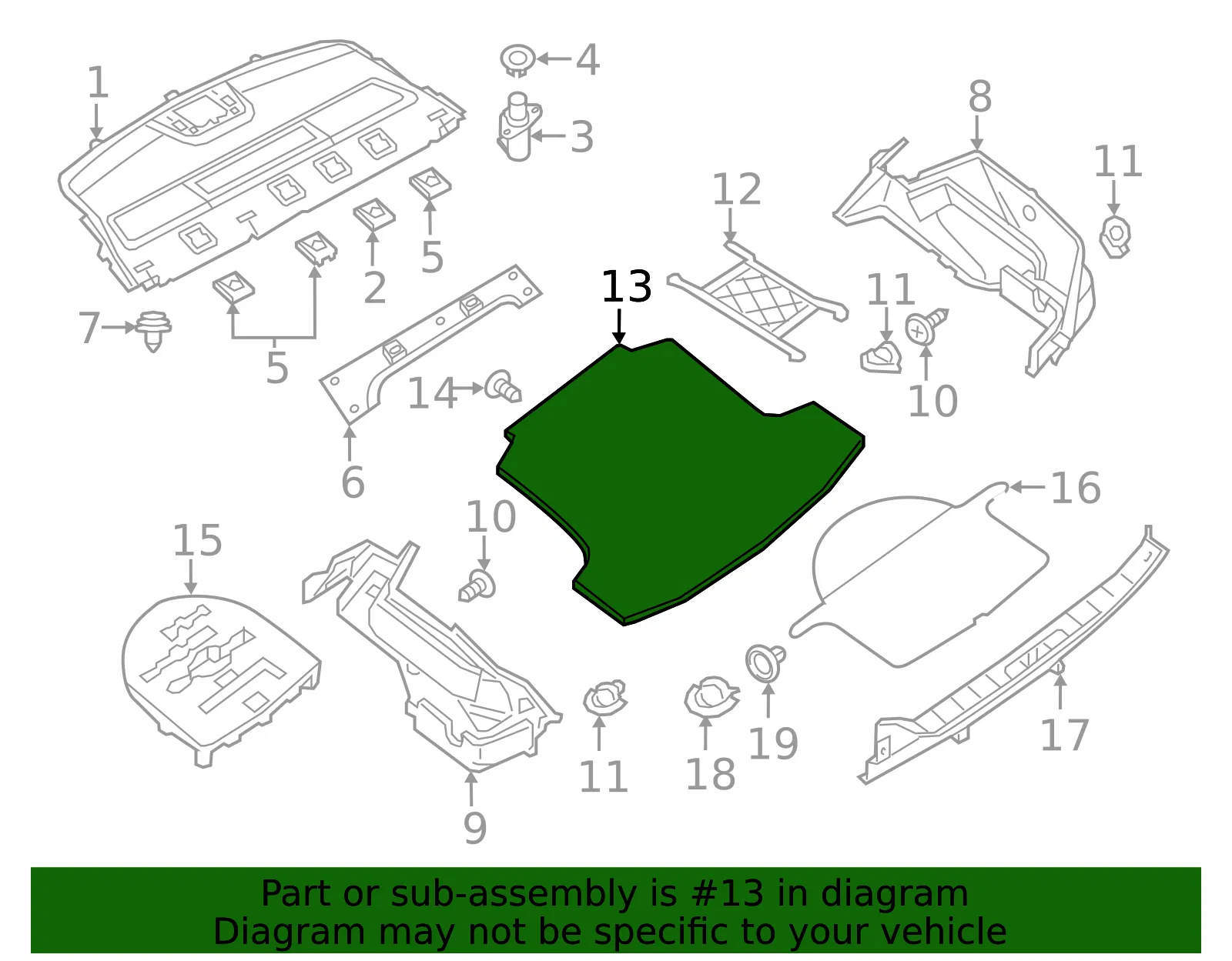Trunk Floor Carpet - Nissan (84902-9HM0A) - view 3