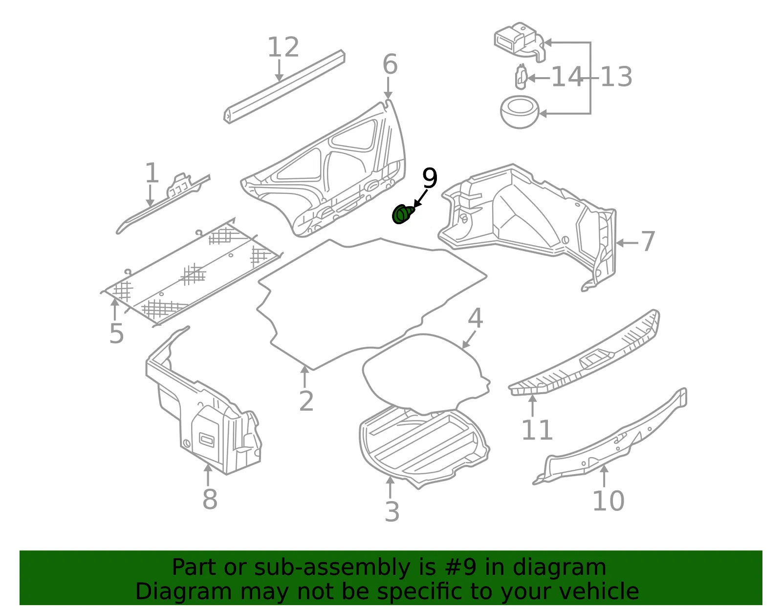 Trunk Side Trim Hook - Nissan (84937-11Y00) - view 2