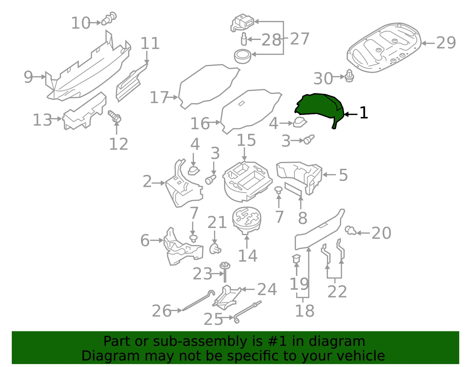 Side Trim Panel - Passenger Side (RH) - Nissan (84940-1ET0A) - view 2