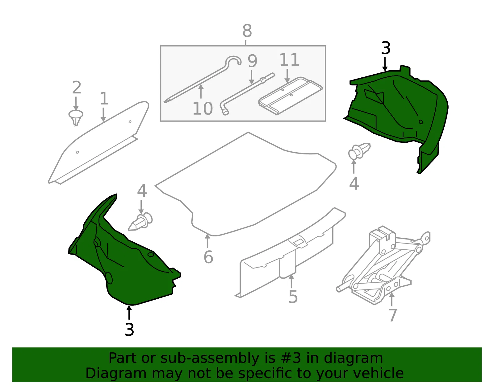Trunk Trim Panel - Nissan (84941-3BA0A) - view 2