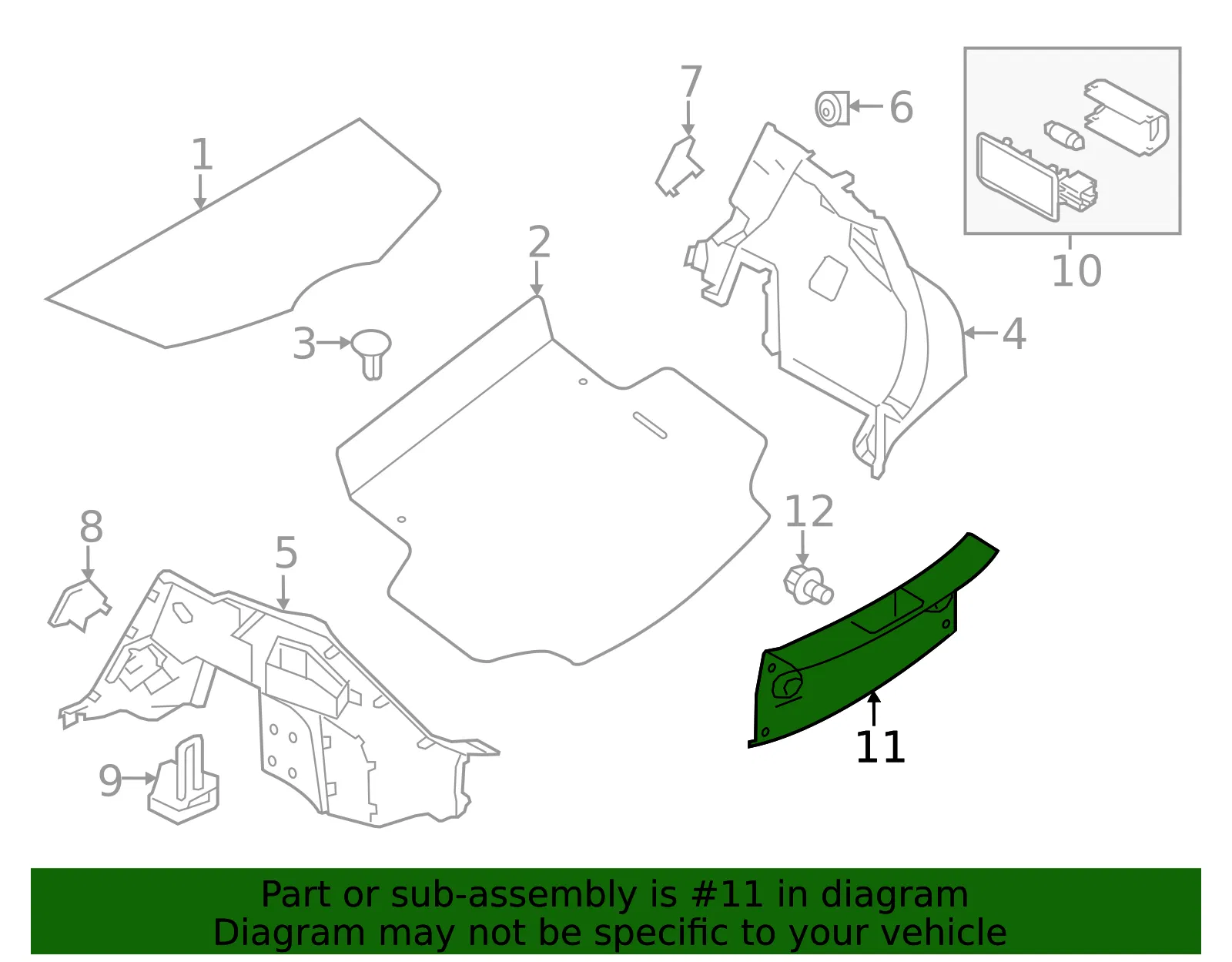 Rear Panel Trim - Nissan (84992-3NF0B) - view 3