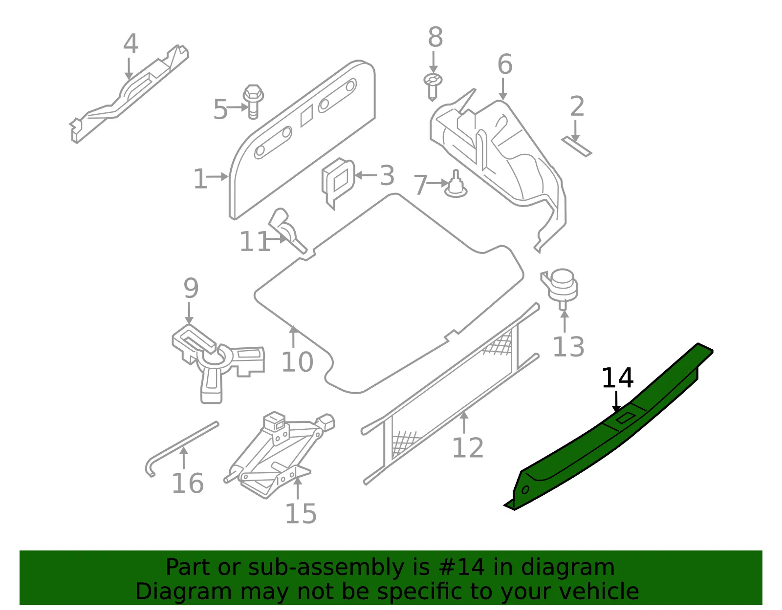 Trunk Trim Scuff Plate - Nissan (84992-ET00A) - view 2