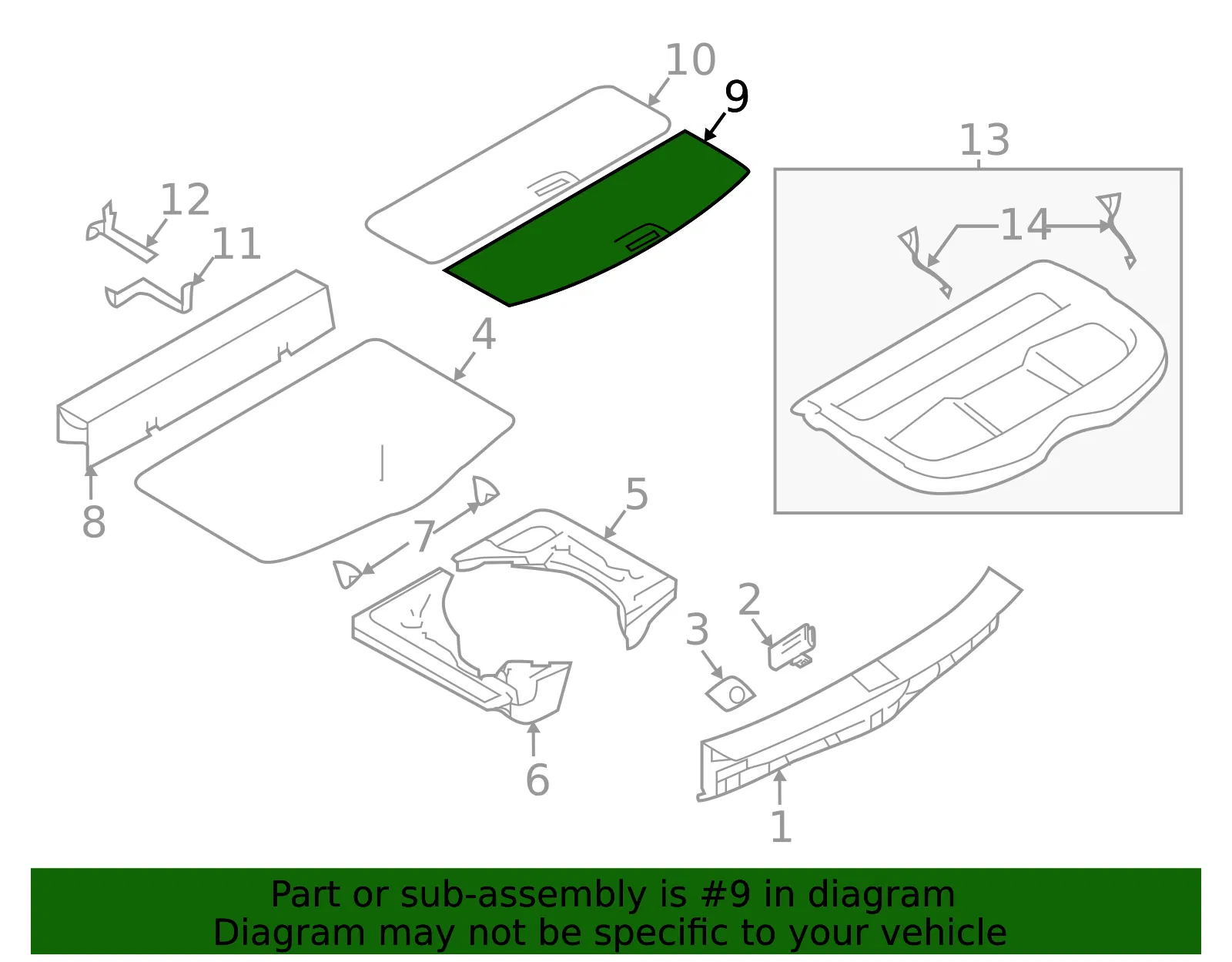 Floor Storage Compartment Lid - Nissan (849B8-6MA0B) - view 2