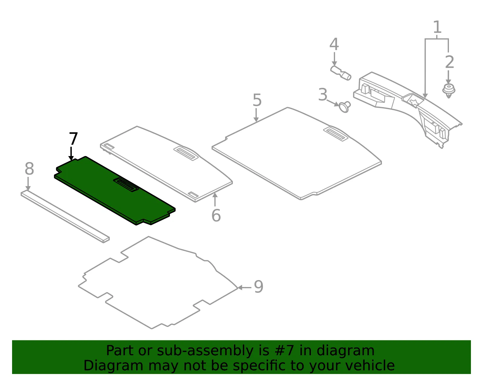Floor Storage Compartment Lid - Nissan (849B9-6RA0A) - view 2